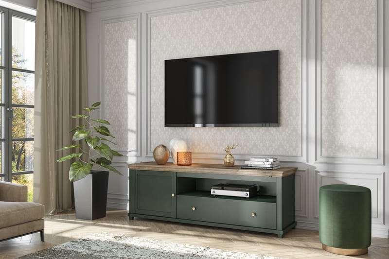 Ivreri TV-bord 181 cm - Khaki/Natur - TV-borde