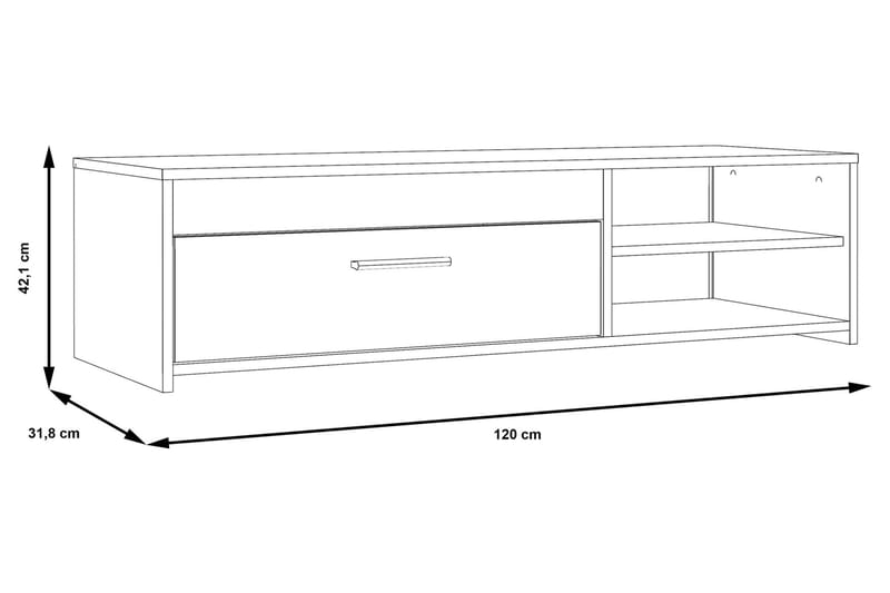 Iztaza TV-Bord 120 cm - Betongrå/hvid - TV-borde