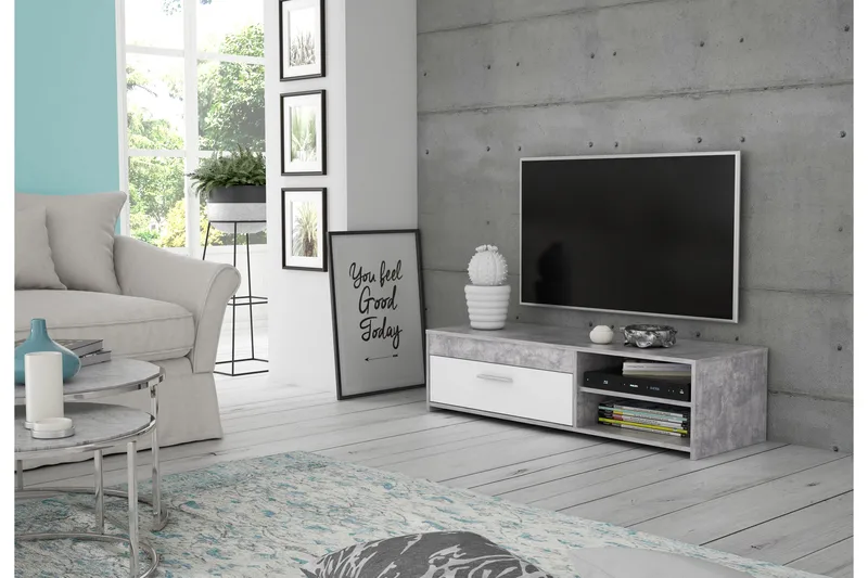 Iztaza TV-Bord 120 cm - Betongrå/hvid - Møbler - TV borde & mediemøbler - TV-borde