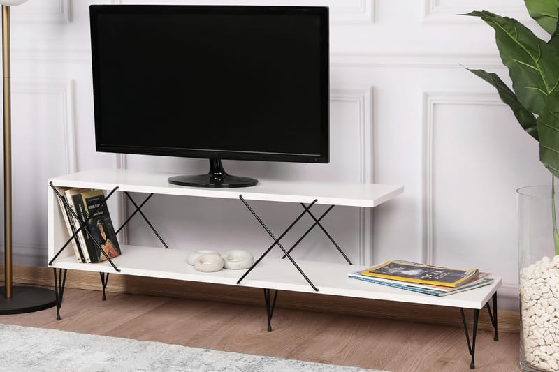 Jaennis TV-bord 120 cm - Hvid - Møbler - TV borde & mediemøbler - TV-borde