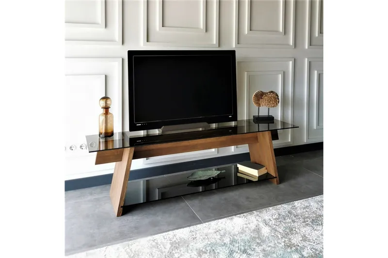 Jamerria TV-Bænk 158 cm - Valnød/Sort - Møbler - TV borde & mediemøbler - TV-borde