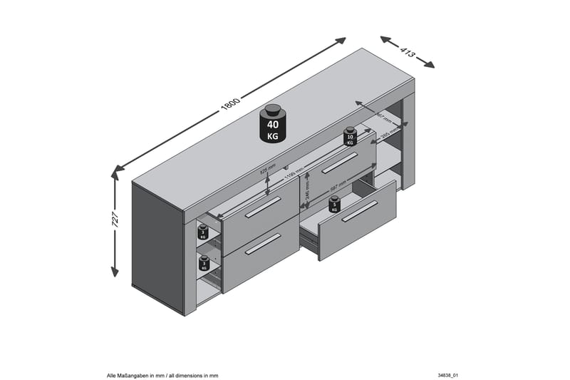 Jernae TV-Bord 180 cm - Hvid - Møbler - TV borde & mediemøbler - TV-borde