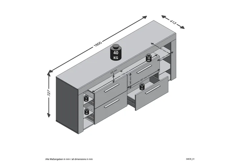 Jernae TV-Bord 180 cm - Hvid - Møbler - TV borde & mediemøbler - TV-borde