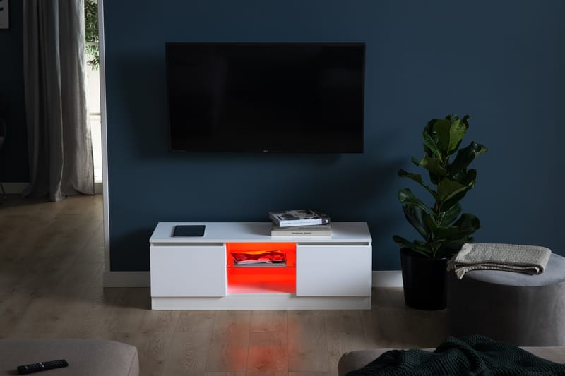 Jugansbo TV-Bord 120 cm med LED-belysning - Hvid - TV-borde