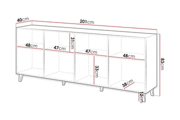 Juniskär Skænk med opbevaring 40x82x200 cm - Hvid/Sort - Møbler - TV borde & mediemøbler - TV-borde