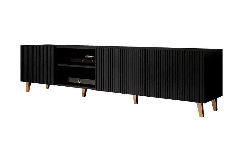 Juniskär TV-bænk med Opbevaring + Hylder 40x52x200 cm, Sort