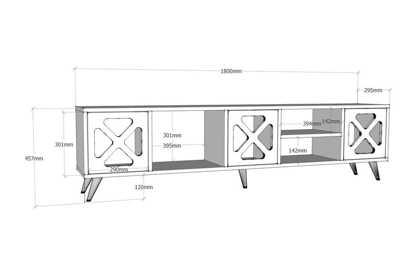 Kallboda TV-Bord 180 cm - Hvid/grå - Møbler - TV borde & mediemøbler - TV-borde