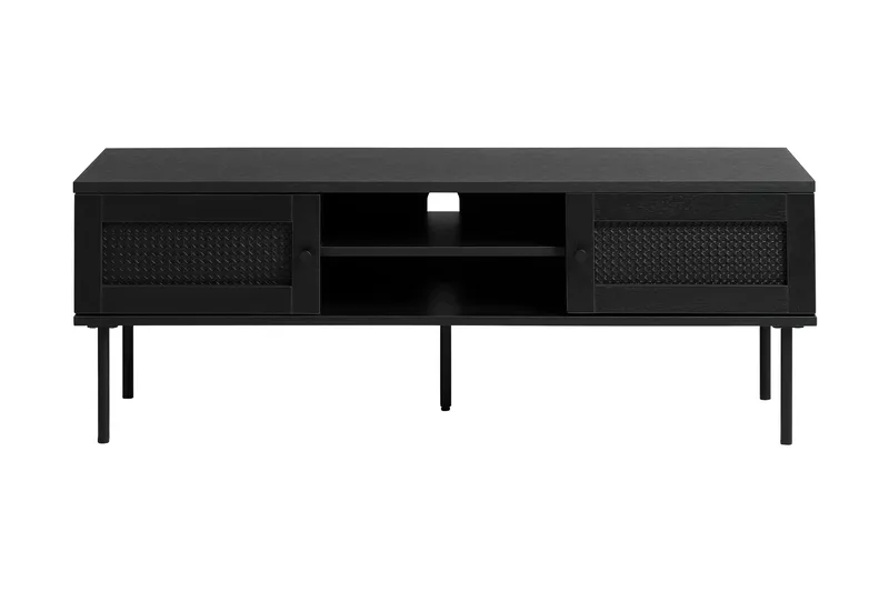 Kamello Fritstående Tv-bord 120 cm med Opbevaring i Malet Træ, Sort