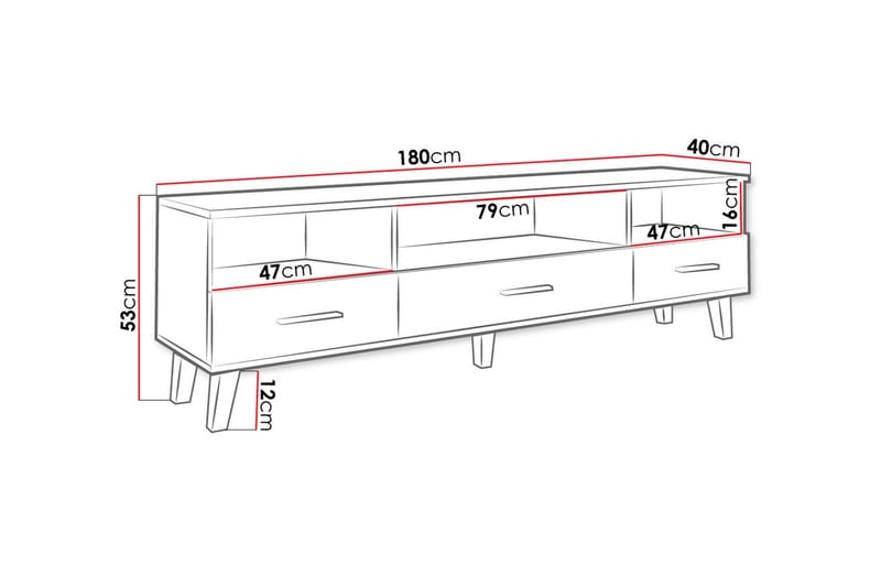 Kardos TV-bænk 180 cm i Eg - Hvid|Beige - Møbler - TV borde & mediemøbler - TV-borde
