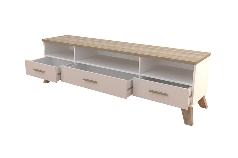 Kardos TV-bænk 180 cm i Eg - Hvid|Beige - Møbler - TV borde & mediemøbler - TV-borde