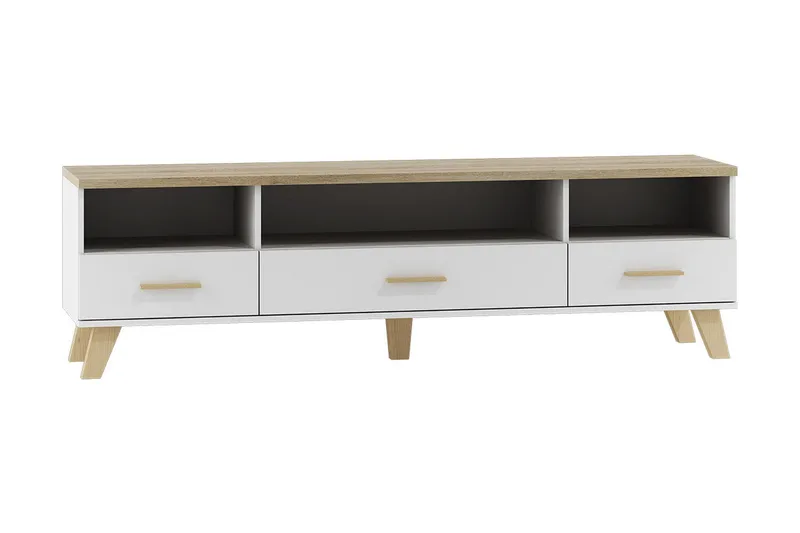 Kardos TV-bænk 180 cm i Eg, Hvid|Beige