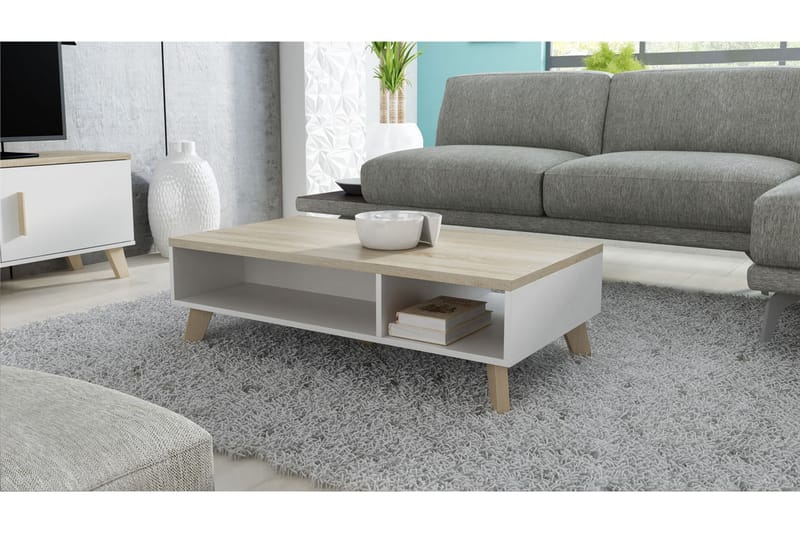 Kardos TV-bord 110 cm - Hvid/Eg - Møbler - TV borde & mediemøbler - TV-borde