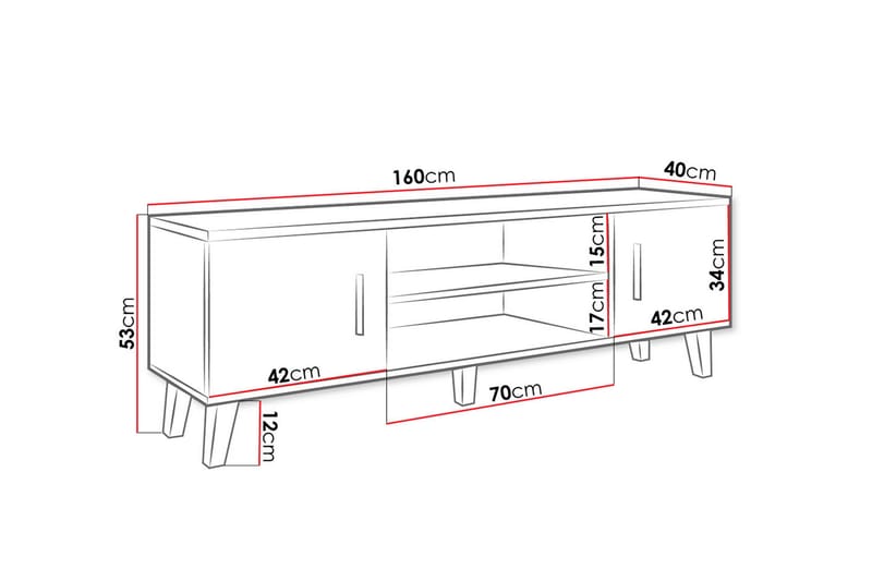 Kardos TV-bord 160 cm - Hvid/Eg - Møbler - TV borde & mediemøbler - TV-borde