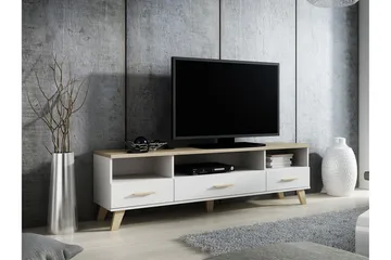 Kardos TV-bord 180 cm - Hvid/Eg - Møbler - TV borde & mediemøbler - TV-borde