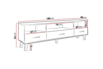 Kardos TV-bord 180 cm - Hvid/Eg - Møbler - TV borde & mediemøbler - TV-borde
