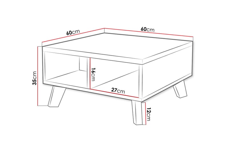 Kardos TV-bord 60 cm - Hvid/Eg - TV-borde