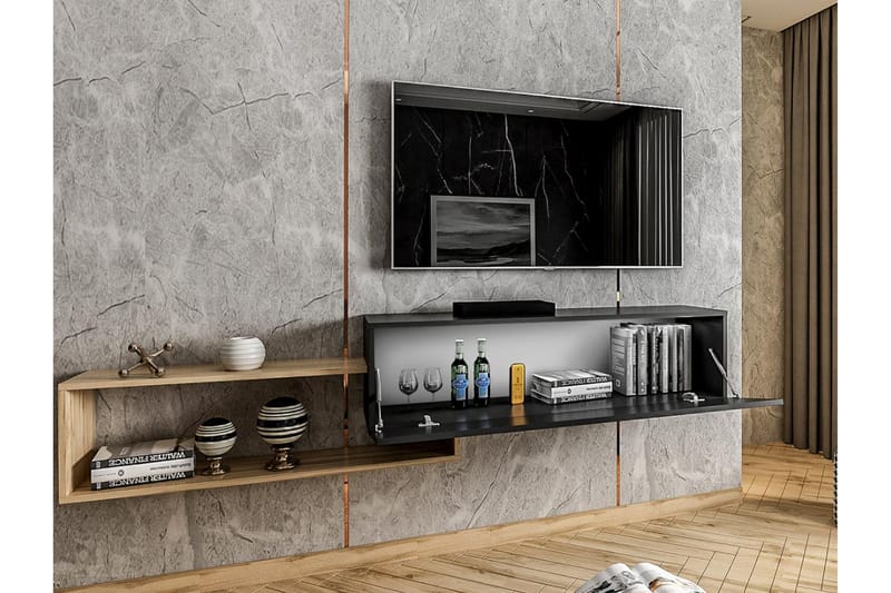 Karmas TV-Bord 210 cm - Træ/natur/Sort - Møbler - TV borde & mediemøbler - TV-borde
