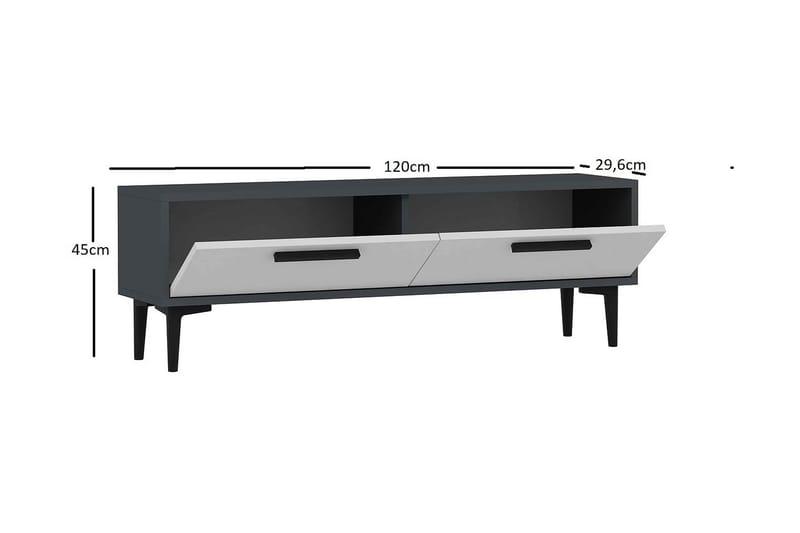 Kasteel TV-Bord 120 cm - Antracit / Hvid - TV-borde