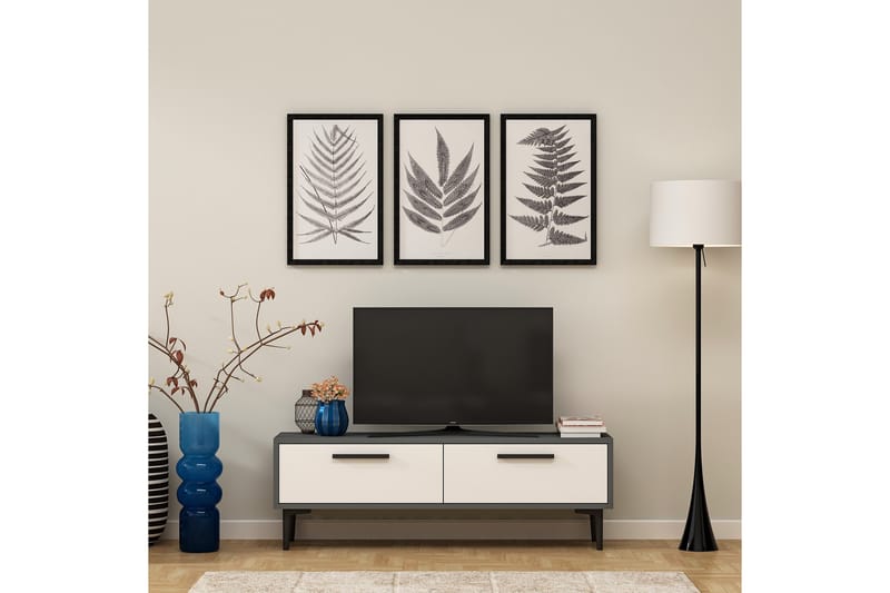Kasteel TV-Bord 120 cm - Antracit / Hvid - Møbler - TV borde & mediemøbler - TV-borde