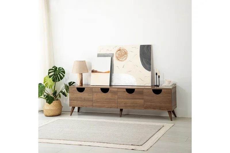Khalidur TV-Bord 180 cm - Valnød finér - Møbler - TV borde & mediemøbler - TV-borde