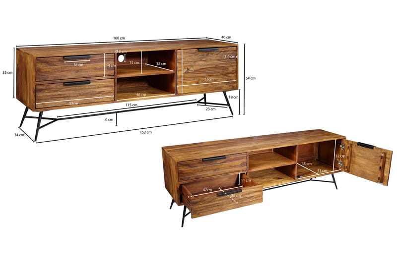 Kimbal TV-Bord 160 cm - Træ/natur - Møbler - TV borde & mediemøbler - TV-borde
