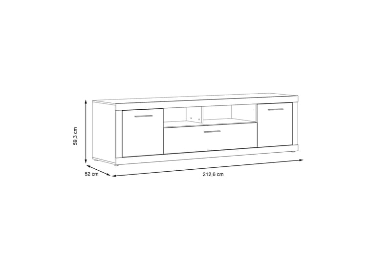 Kranea TV-Bord 213 cm - Grå/Hvid - TV-borde