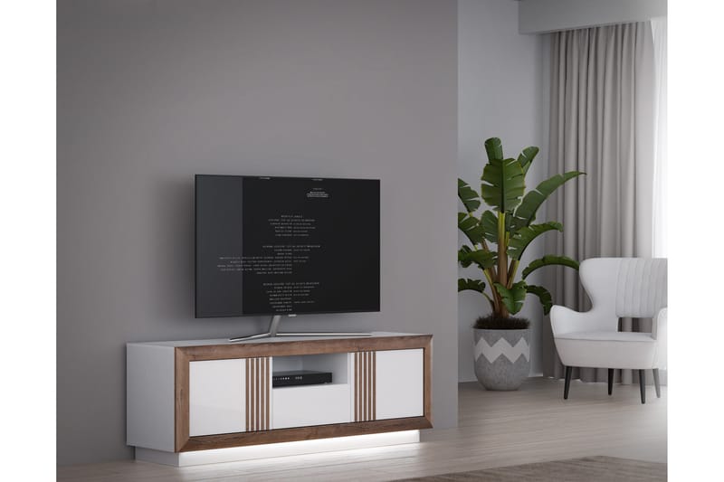 Kulatas TV-Bord 163 cm - Hvid/Brun - TV-borde