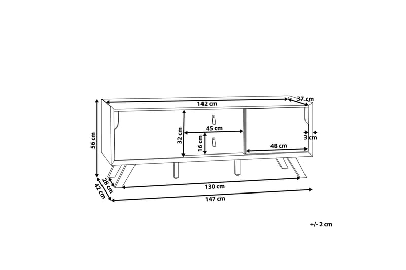 Laiya TV-Bord 147 cm - Hvid - TV-borde