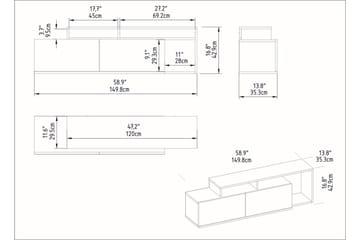 Lameyze TV-Bord 150 cm - Mørkebrun/sort - Møbler - TV borde & mediemøbler - TV-borde
