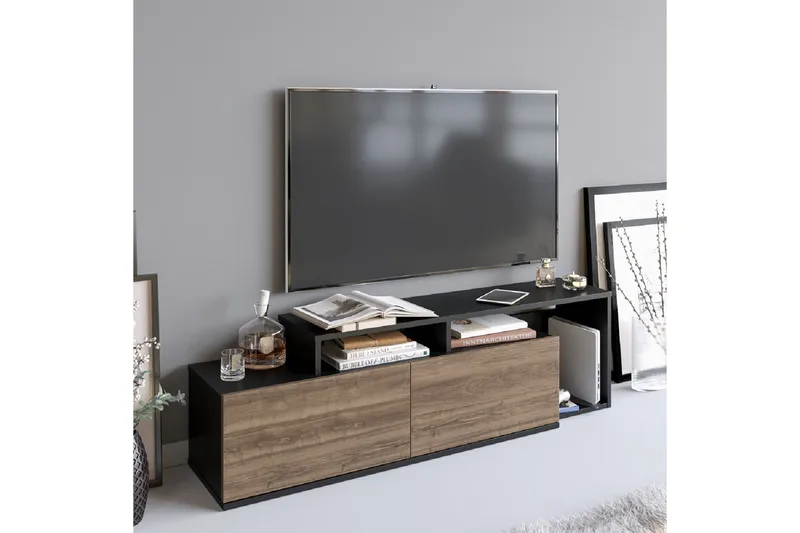 Lameyze TV-bord 150 cm, Sort/Mørkebrun