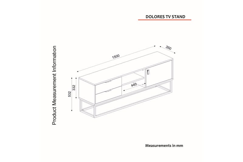 Lemelerveld TV-Bord 150 cm - Natur / antracit - TV-borde