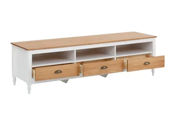Lenham TV-bænk 110 cm med Opbevaring i Lyst Træ - Hvid|Beige - Møbler - TV borde & mediemøbler - TV-borde