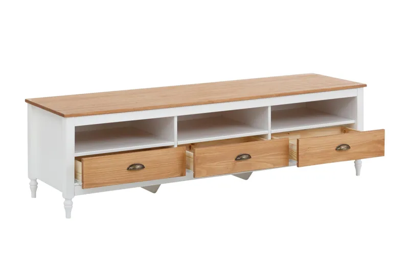 Lenham TV-bænk 110 cm med Opbevaring i Lyst Træ - Hvid|Beige - Møbler - TV borde & mediemøbler - TV-borde