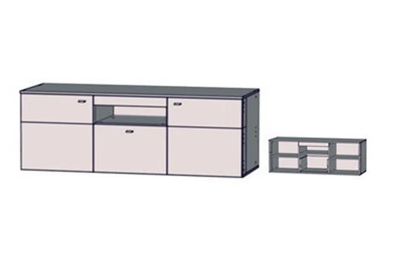 Lianne TV-Bord 150 cm 2 Låger Skuffe inkl Belysning - Plank Eg/Grå - Møbler - TV borde & mediemøbler - TV-borde