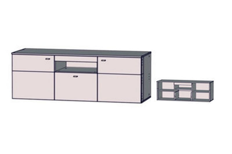 Lianne TV-Bord 150 cm 2 Låger Skuffe inkl Belysning - Plank Eg/Grå - Møbler - TV borde & mediemøbler - TV-borde