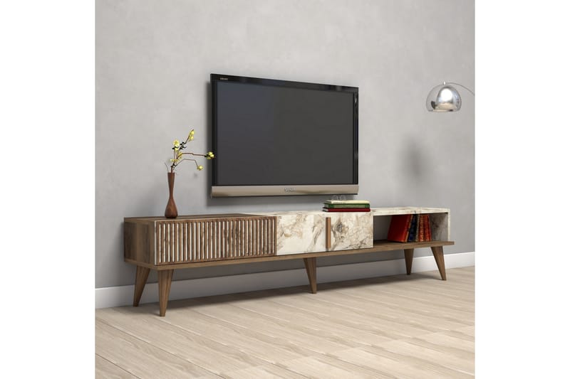 Lissione TV-bord 180 cm - Mørkebrun/Hvid - Møbler - TV borde & mediemøbler - TV-borde