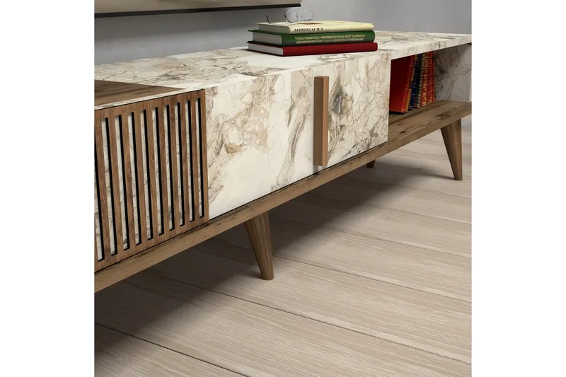 Lissione TV-bord 180 cm - Mørkebrun/Hvid - Møbler - TV borde & mediemøbler - TV-borde