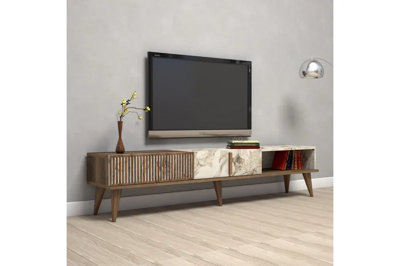 Lissione TV-bord 180 cm - Mørkebrun/Hvid - Møbler - TV borde & mediemøbler - TV-borde