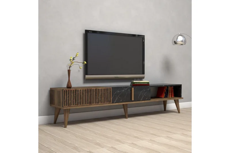 Lissione TV-bord 180 cm - Mørkebrun/Sort - Møbler - TV borde & mediemøbler - TV-borde