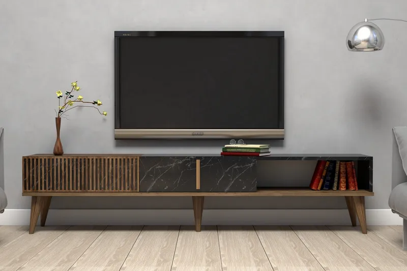 Lissione TV-bord 180 cm - Mørkebrun/Sort - Møbler - TV borde & mediemøbler - TV-borde
