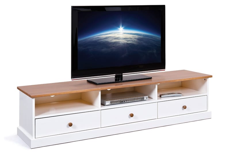 Livesey Gulvstående TV-bord 180 cm med Opbevaring i Fyr - Hvid - Møbler - TV borde & mediemøbler - TV-borde