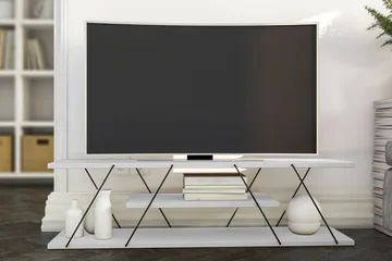 Ljusfors Gulvstående TV-bænk 120 cm med Opbevaring i Malet Træ - Hvid - Møbler - TV borde & mediemøbler - TV-borde