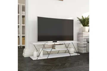 Ljusfors Gulvstående TV-bænk 120 cm med Opbevaring i Malet Træ - Hvid - Møbler - TV borde & mediemøbler - TV-borde