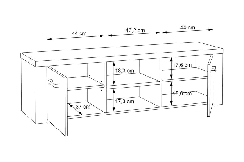 Loannia Gulvstående Tv-bord 151 cm med Opbevaring i Mørkt Træ - Brun - Møbler - TV borde & mediemøbler - TV-borde