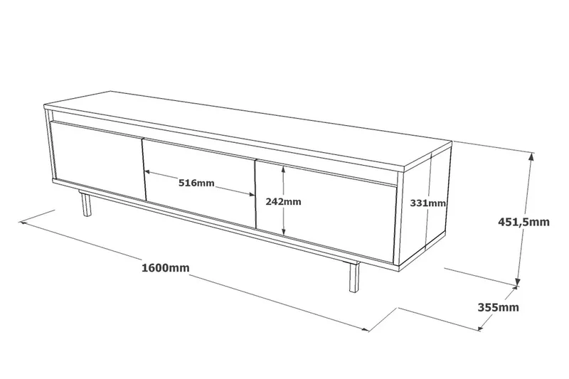 Lozyno TV-bord 160 cm - Sølv/Sort - Møbler - TV borde & mediemøbler - TV-borde