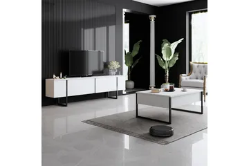 Luxe Tv-bord 180x50 cm Hvid/Sort - Hanah Home - Møbler - TV borde & mediemøbler - TV-borde
