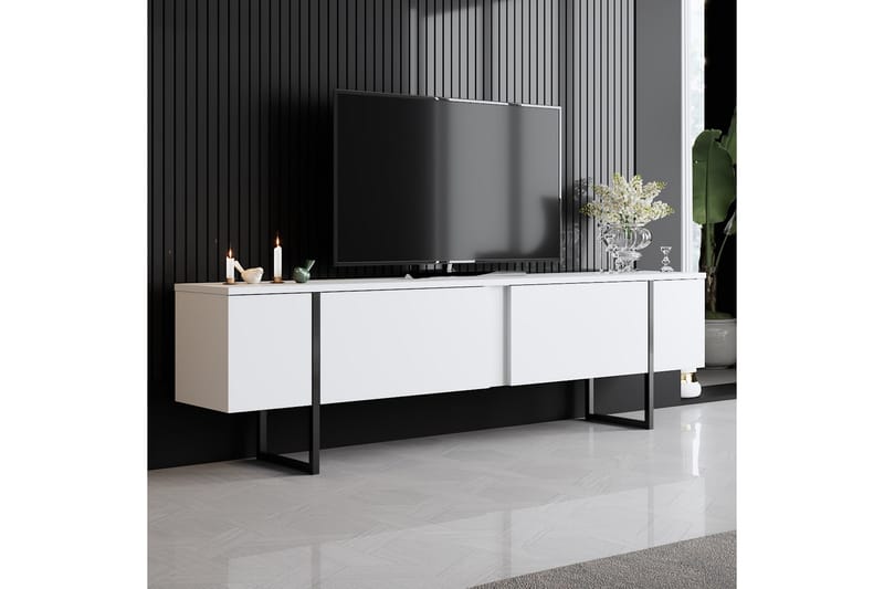 Luxe Tv-bord 180x50 cm Hvid/Sort - Hanah Home - Møbler - TV borde & mediemøbler - TV-borde