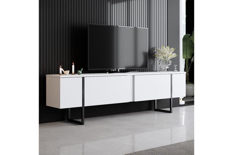 Luxe Tv-bord 180x50 cm Hvid/Sort - Hanah Home - Møbler - TV borde & mediemøbler - TV-borde