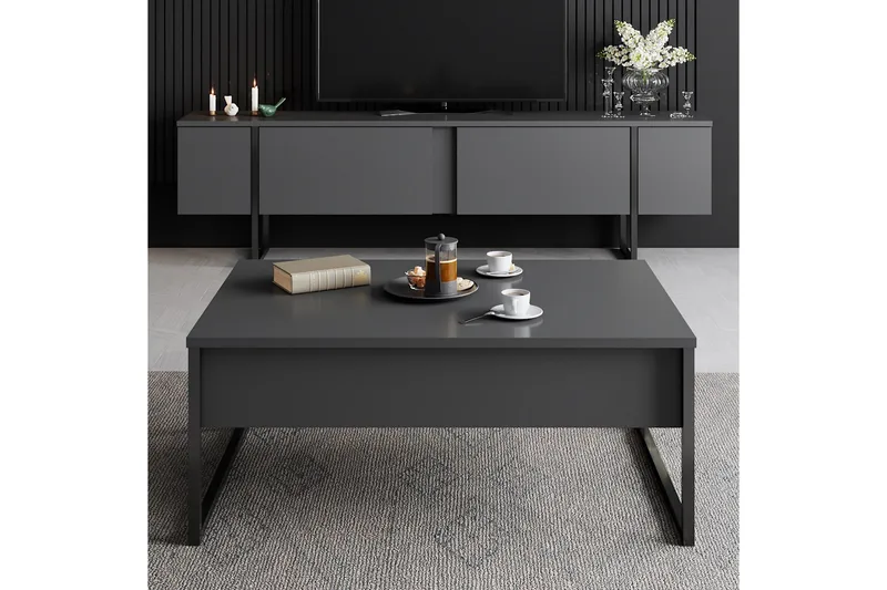 Luxe Tv-bord 180x50 cm Sort - Hanah Home - Møbler - TV borde & mediemøbler - TV-borde
