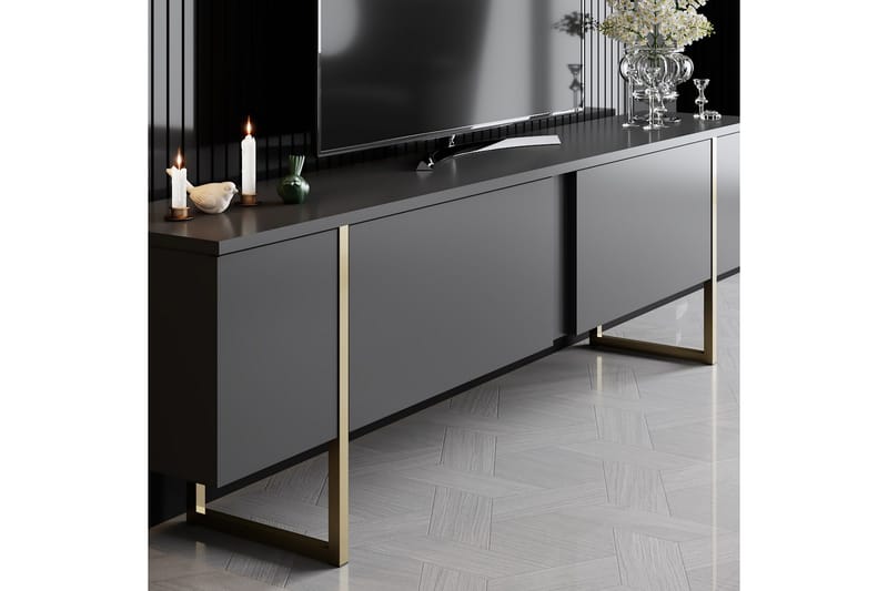 Luxe Tv-bord 180x50 cm Sort/Guld - Hanah Home - Møbler - TV borde & mediemøbler - TV-borde